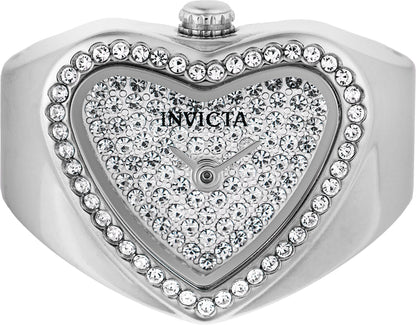 Invicta Women's 18mm Angel Quartz Crystal Dial Heart-Shaped Mini Ring Watch
