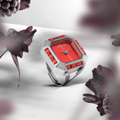 Invicta Women's 21mm Angel Quartz Baguette Crystal Tonneau Mini Ring Watch