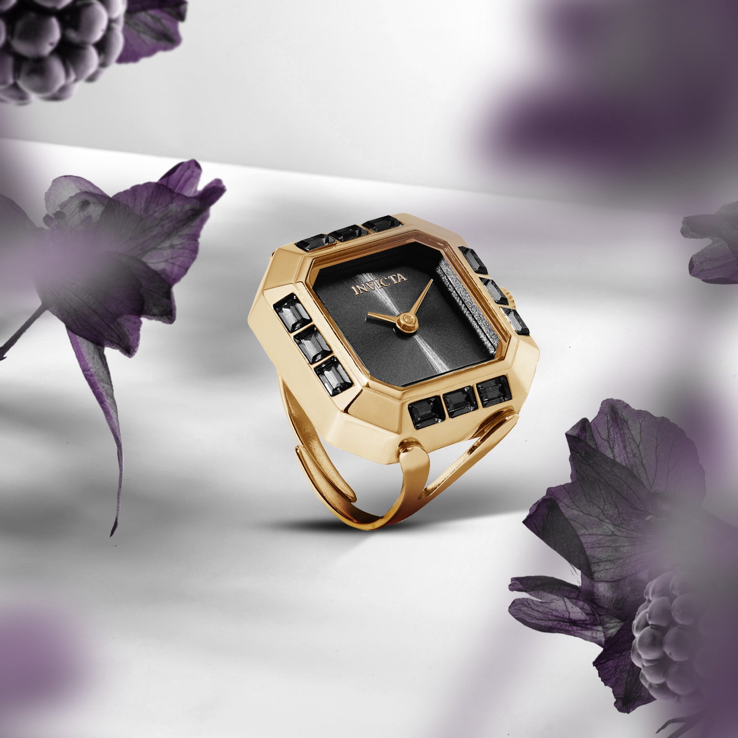 Invicta Women's 21mm Angel Quartz Baguette Crystal Tonneau Mini Ring Watch