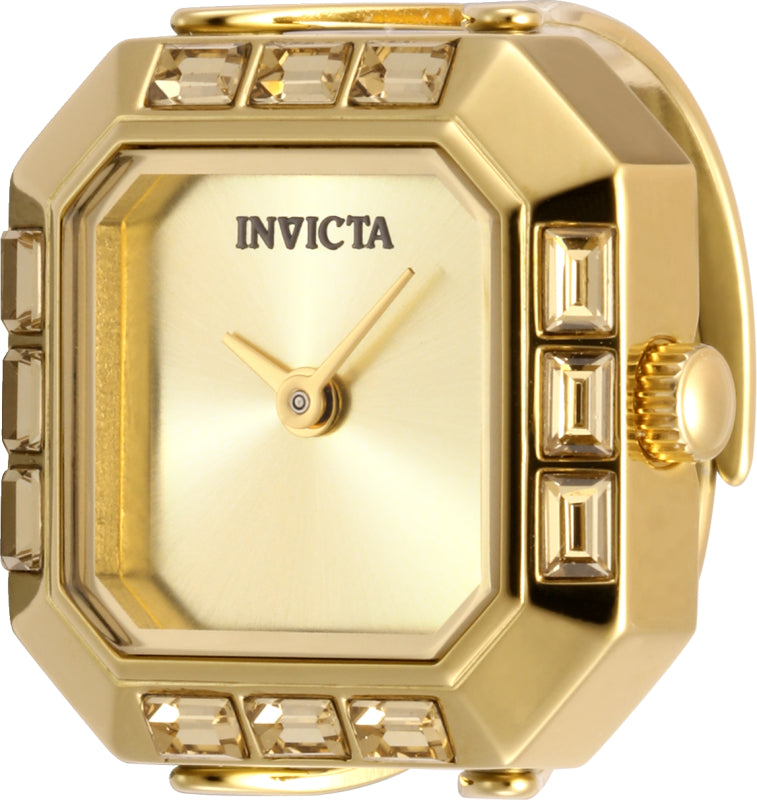 Invicta Women's 21mm Angel Quartz Baguette Crystal Tonneau Mini Ring Watch