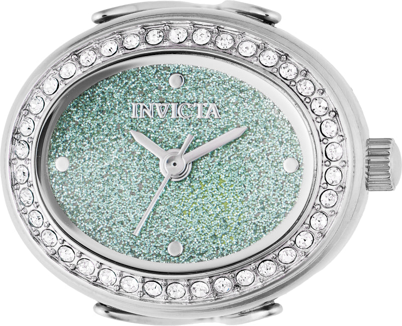 Invicta Women's 24mm Quartz Crystal Halo Glitter Dial Oval Mini Ring Watch