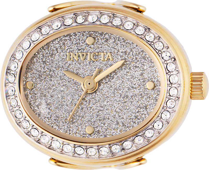 Invicta Women's 24mm Quartz Crystal Halo Glitter Dial Oval Mini Ring Watch