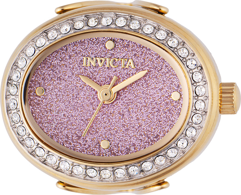 Invicta Women's 24mm Quartz Crystal Halo Glitter Dial Oval Mini Ring Watch
