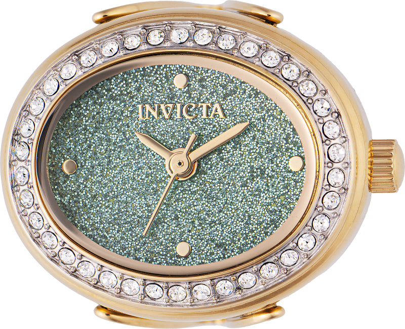 Invicta Women's 24mm Quartz Crystal Halo Glitter Dial Oval Mini Ring Watch