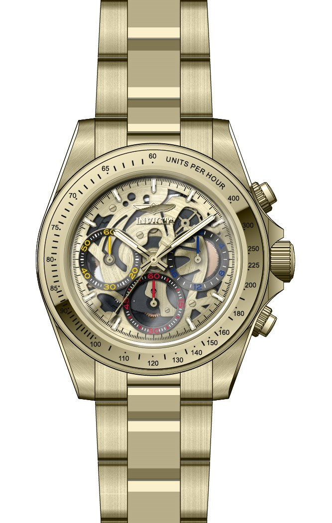 Invicta Men's 39mm Speedway Quartz Skeletonized Dial Goldtone Bracelet Watch