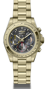 Invicta Men's 39mm Speedway Quartz Black Dial Goldtone Bracelet Watch