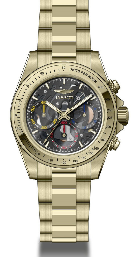 Invicta Men's 39mm Speedway Quartz Black Dial Goldtone Bracelet Watch