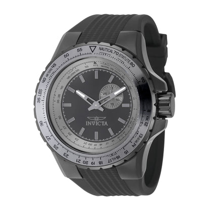 Invicta Men's 50mm Aviator Quartz Gunmetal Case Textured Silicone Strap Watch