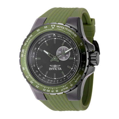Invicta Men's 50mm Aviator Quartz Gunmetal Case Textured Silicone Strap Watch