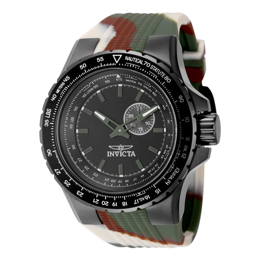 Invicta Men's 50mm Aviator Quartz Gunmetal Case Camouflage Silicone Strap Watch