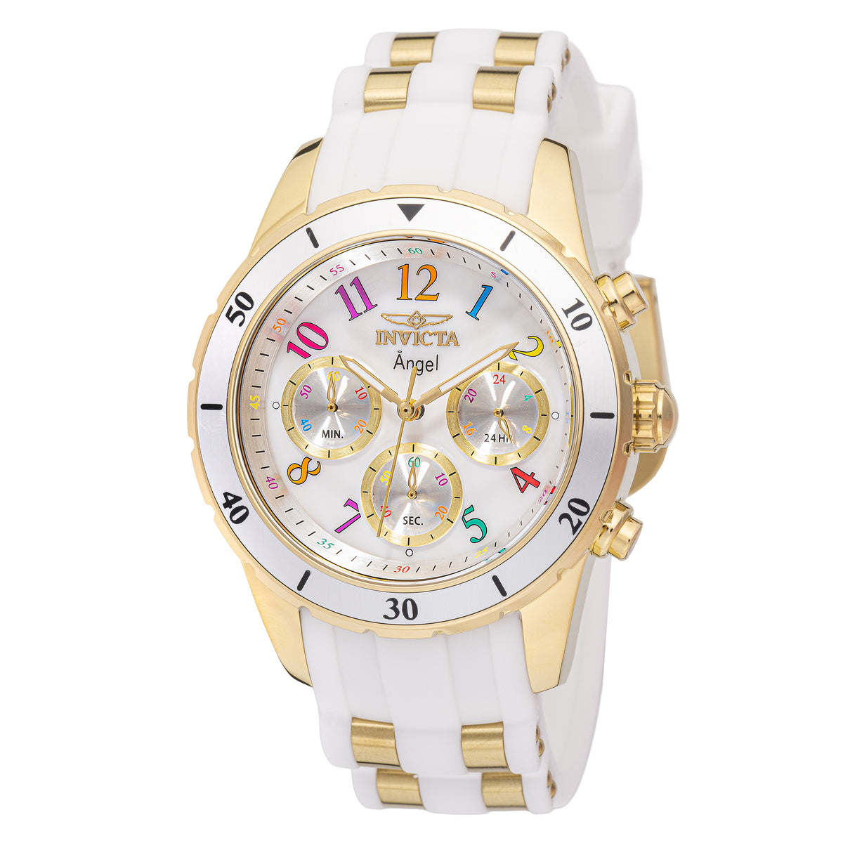 Invicta Women's 40mm Angel Quartz Chronograph MOP Dial Silicone Strap Watch