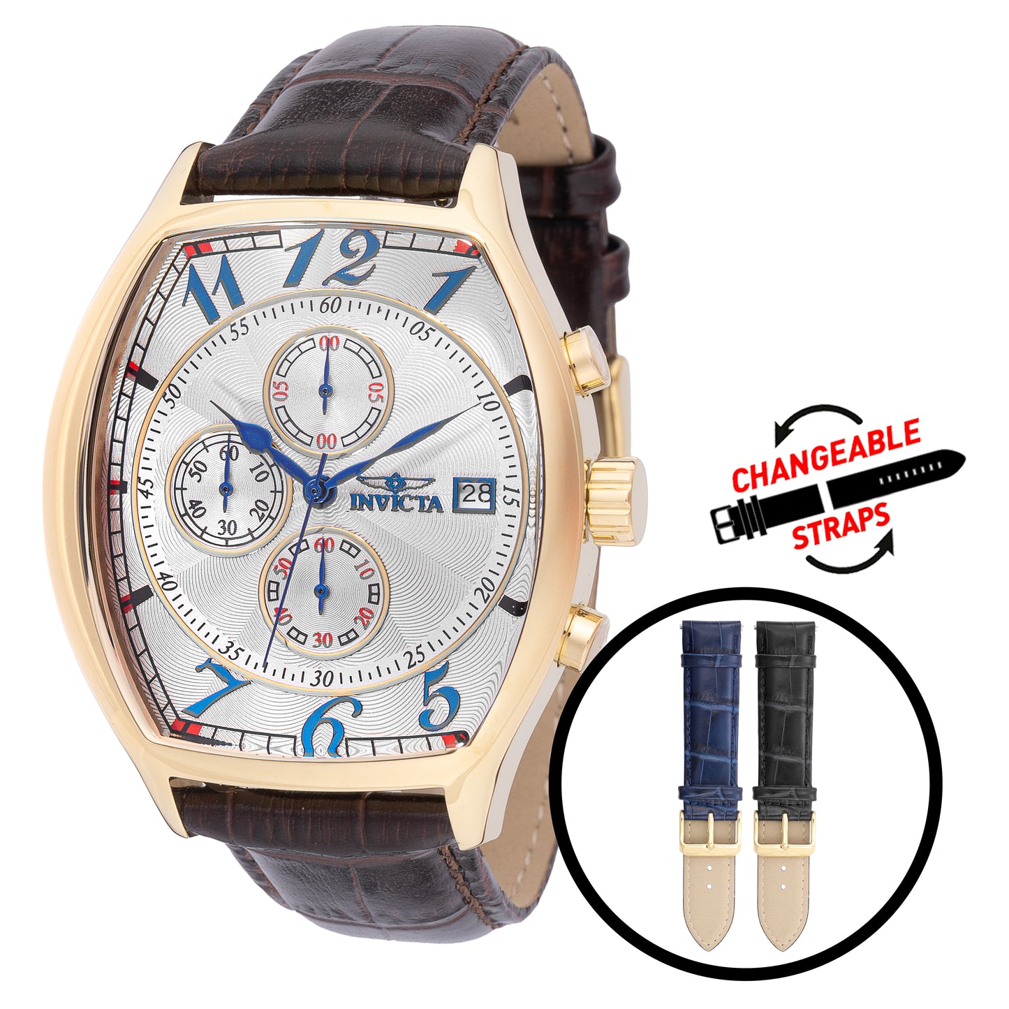 Invicta Men's 43mm Specialty Quartz Chronograph Interchangeable Leather Strap Watch