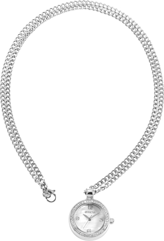 Invicta Women's 22mm Angel Quartz Crystal Halo Chain Mini Watch Necklace