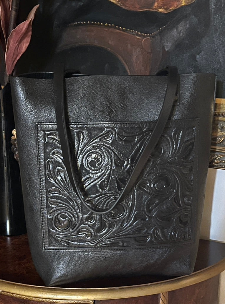 ALLE Handbags Elodia Fine Hand-Tooled Leather Tote Bag