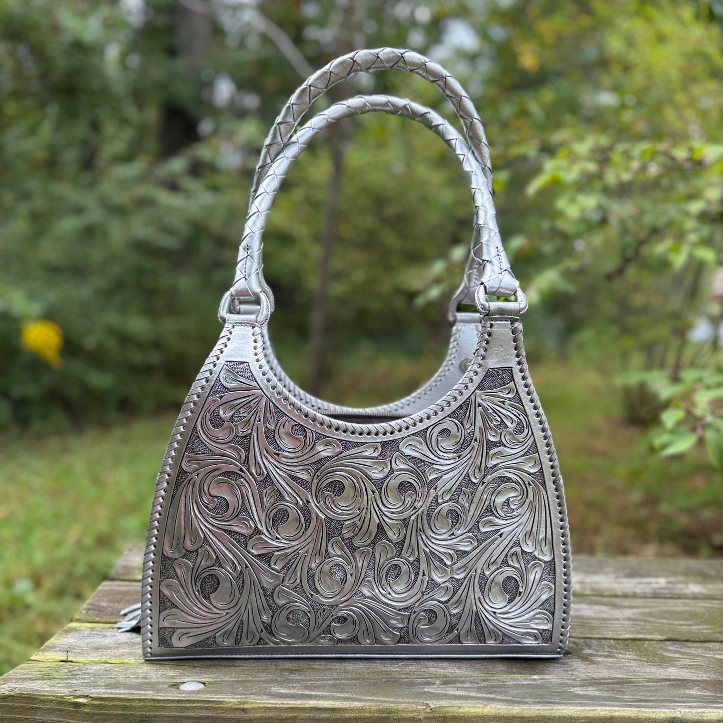 ALLE Handbags Luna Hand-Tooled Leather Hobo Bag