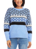 Karen Kane Blue Jacquard Pullover Sweater