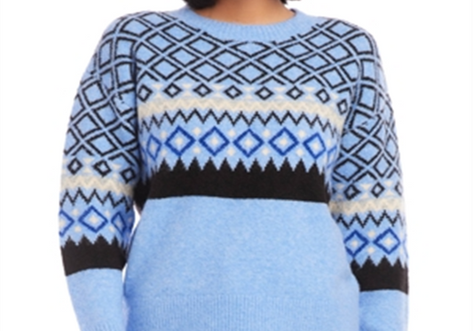 Karen Kane Blue Jacquard Pullover Sweater
