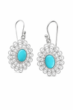 Sterling Silver 8x6mm Sleeping Beauty Turquoise Filigree Oval Drop Earrings