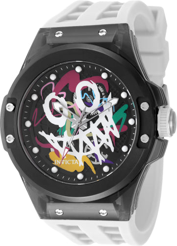Invicta Men's 45mm Sea Base Rogue Quartz Graffiti Dial Transparent Case Strap Watch
