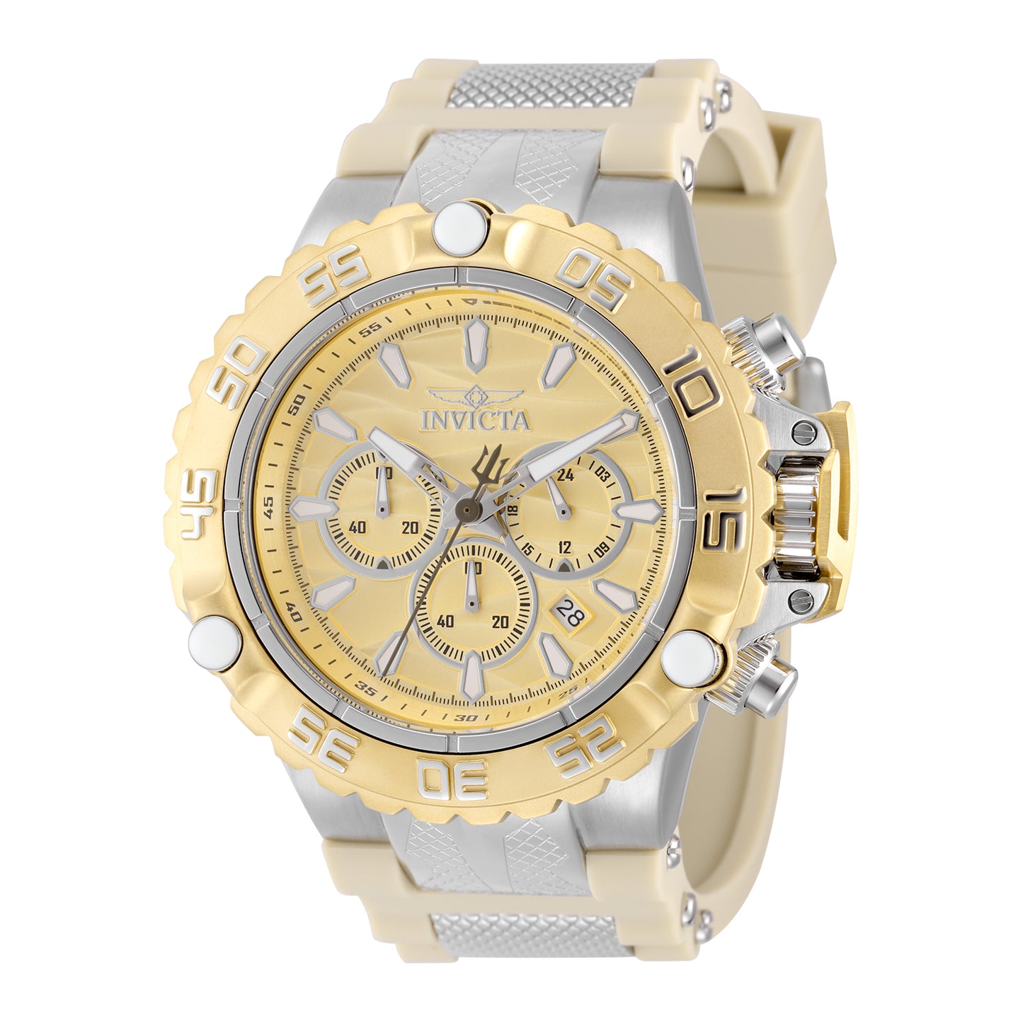 Invicta Men's 55mm Subaqua Poseidon Quartz Chronograph Two-Tone Silicone Strap Watch
