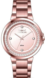 Invicta Women's 33mm Angel Quartz Crystal Halo Rosetone Bracelet Watch