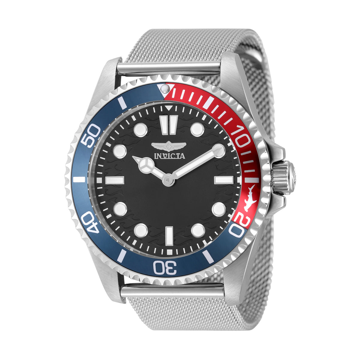 Invicta Men's 43mm Pro Diver Quartz Blue & Red Bezel Mesh Bracelet Watch
