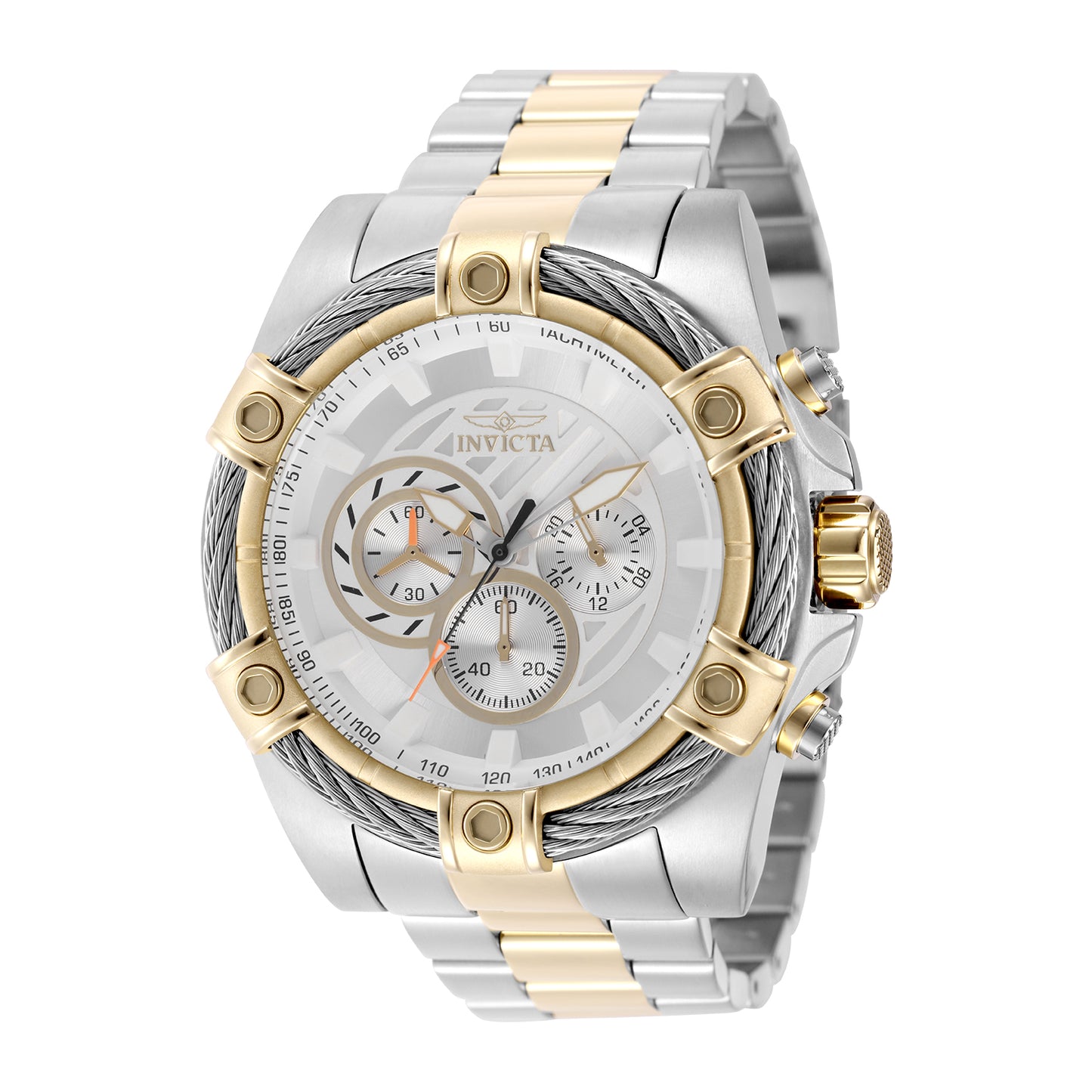 Invicta Men's 52mm Bolt Quartz Chronograph Twisted Cable Bezel Two-Tone Bracelet Watch