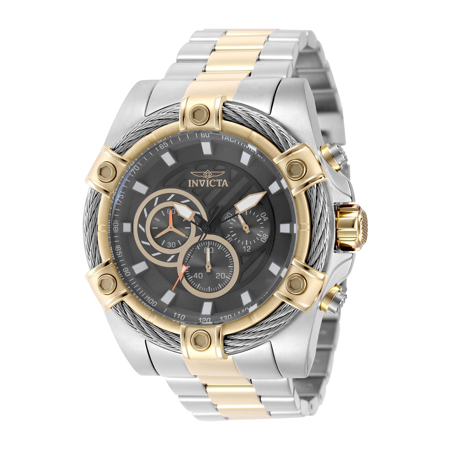 Invicta Men's 52mm Bolt Quartz Chronograph Twisted Cable Bezel Two-Tone Bracelet Watch