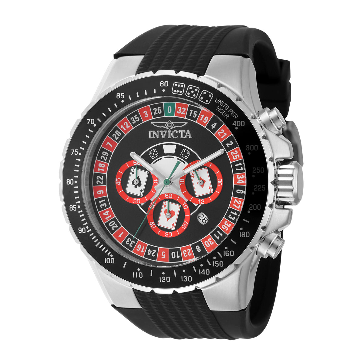 Invicta Men's 50mm Aviator Quartz Chronograph Roulette Dial Silicone Strap Watch