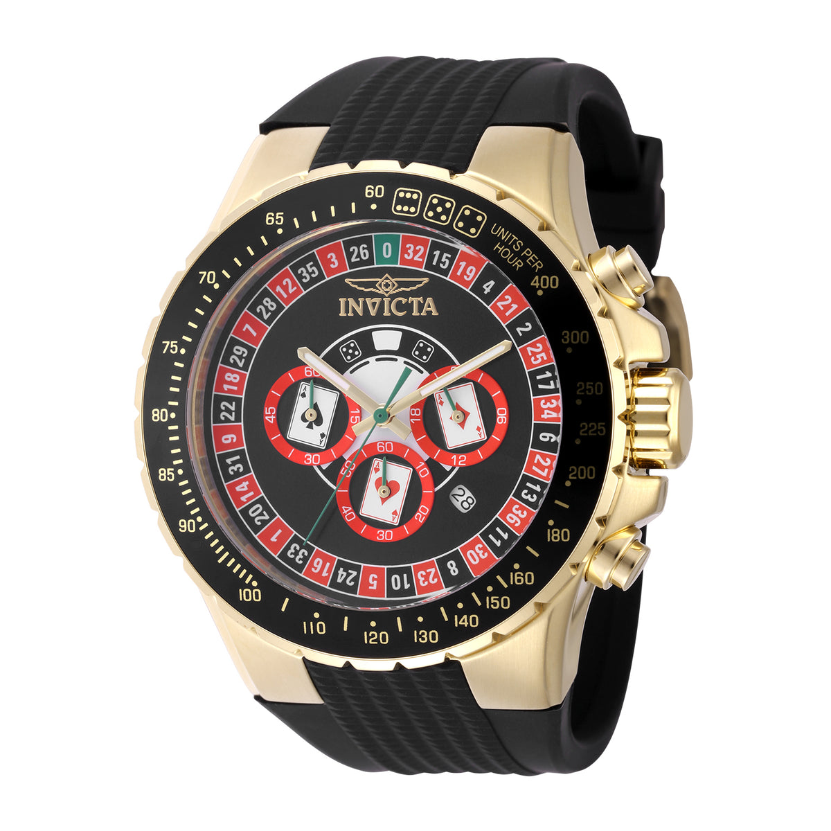 Invicta Men's 50mm Aviator Quartz Chronograph Roulette Dial Silicone Strap Watch
