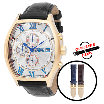 Invicta Men's 43mm Specialty Lupah Quartz Chrono Interchangeable Leather Strap Watch