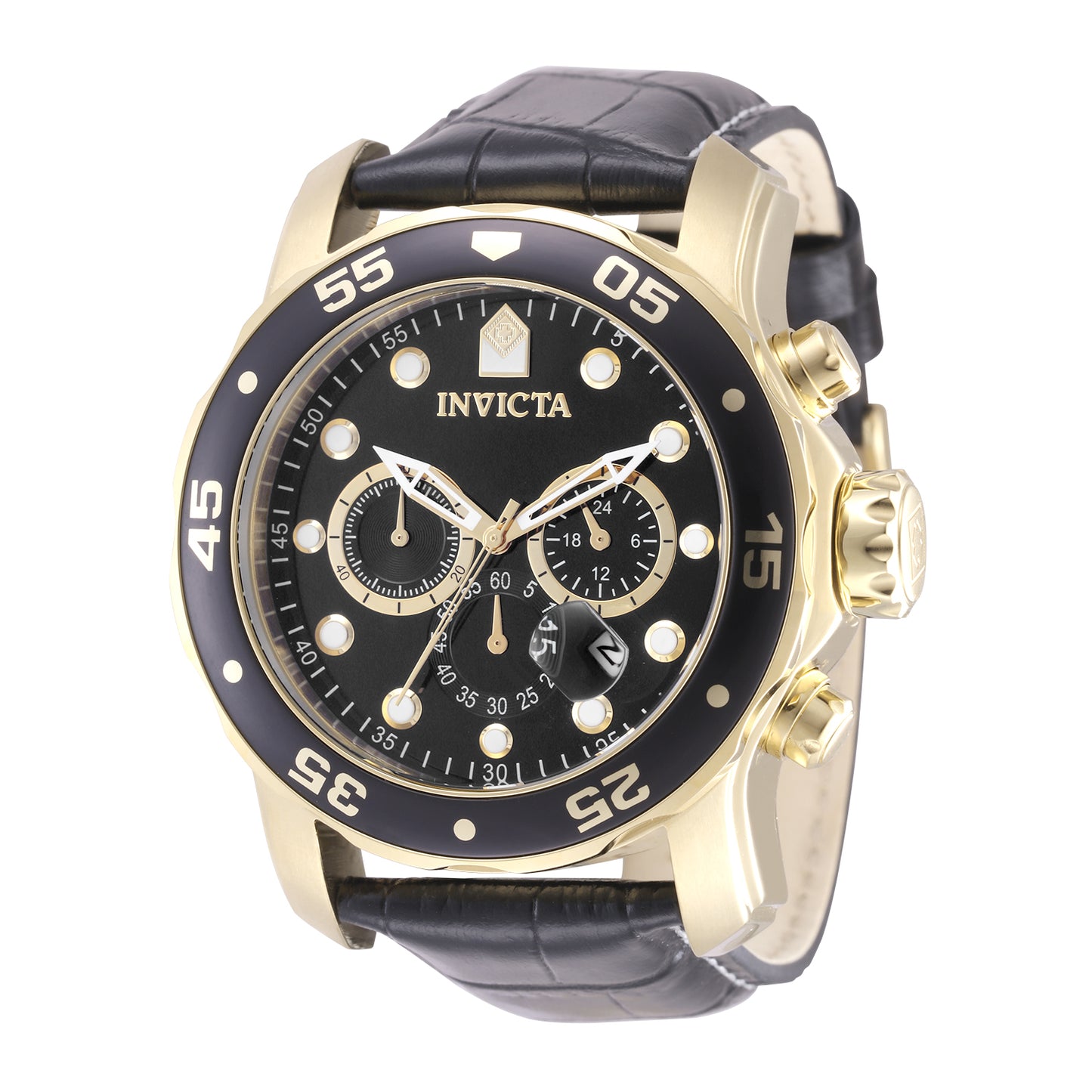 Invicta Men's 48mm Pro Diver Quartz Chronograph Leather Strap Watch