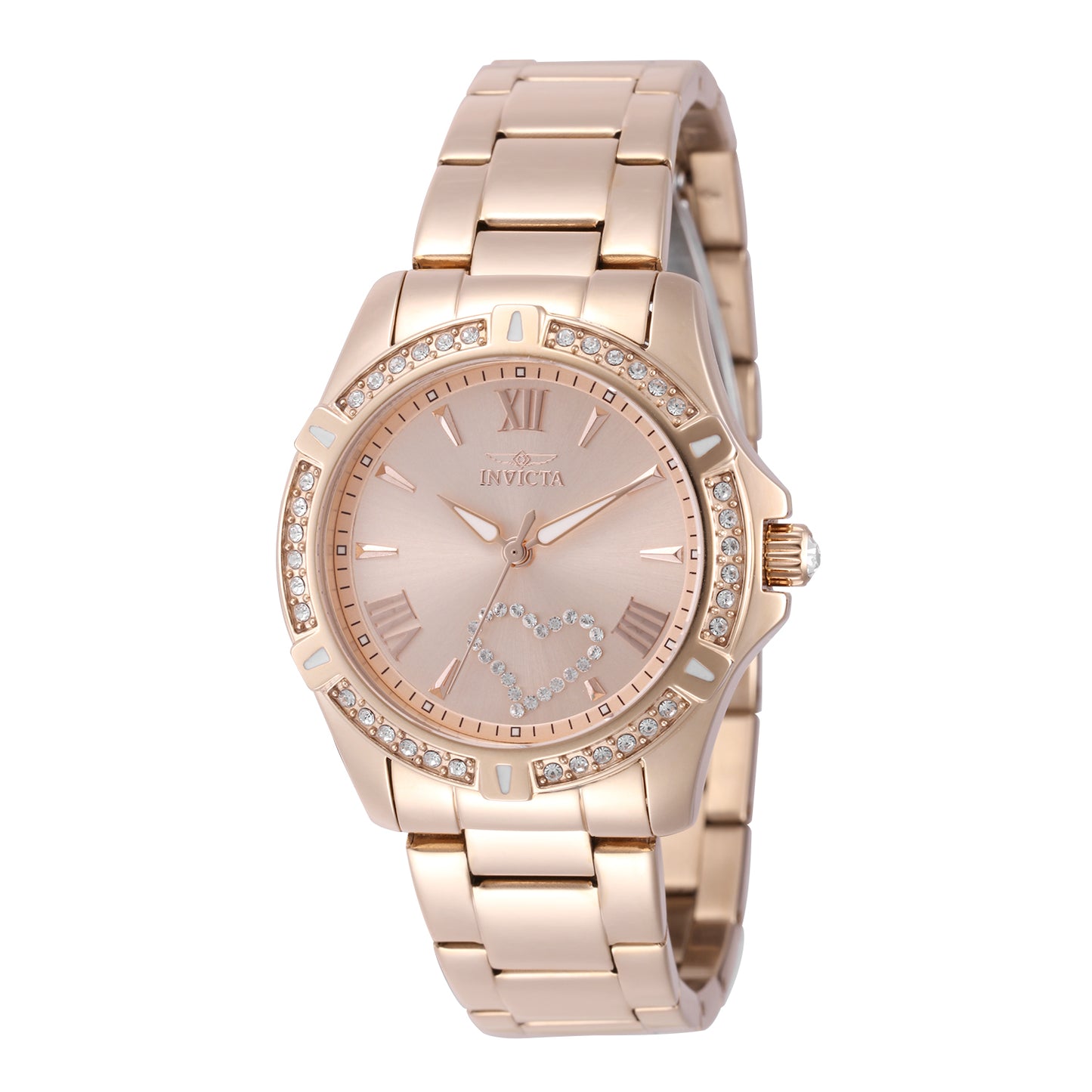 Invicta Women's 34mm Angel Quartz Crystal Accented Heart Bracelet Watch