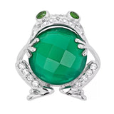 Belle Artique Sterling Silver Green Agate & Multi Gem Frog Ring