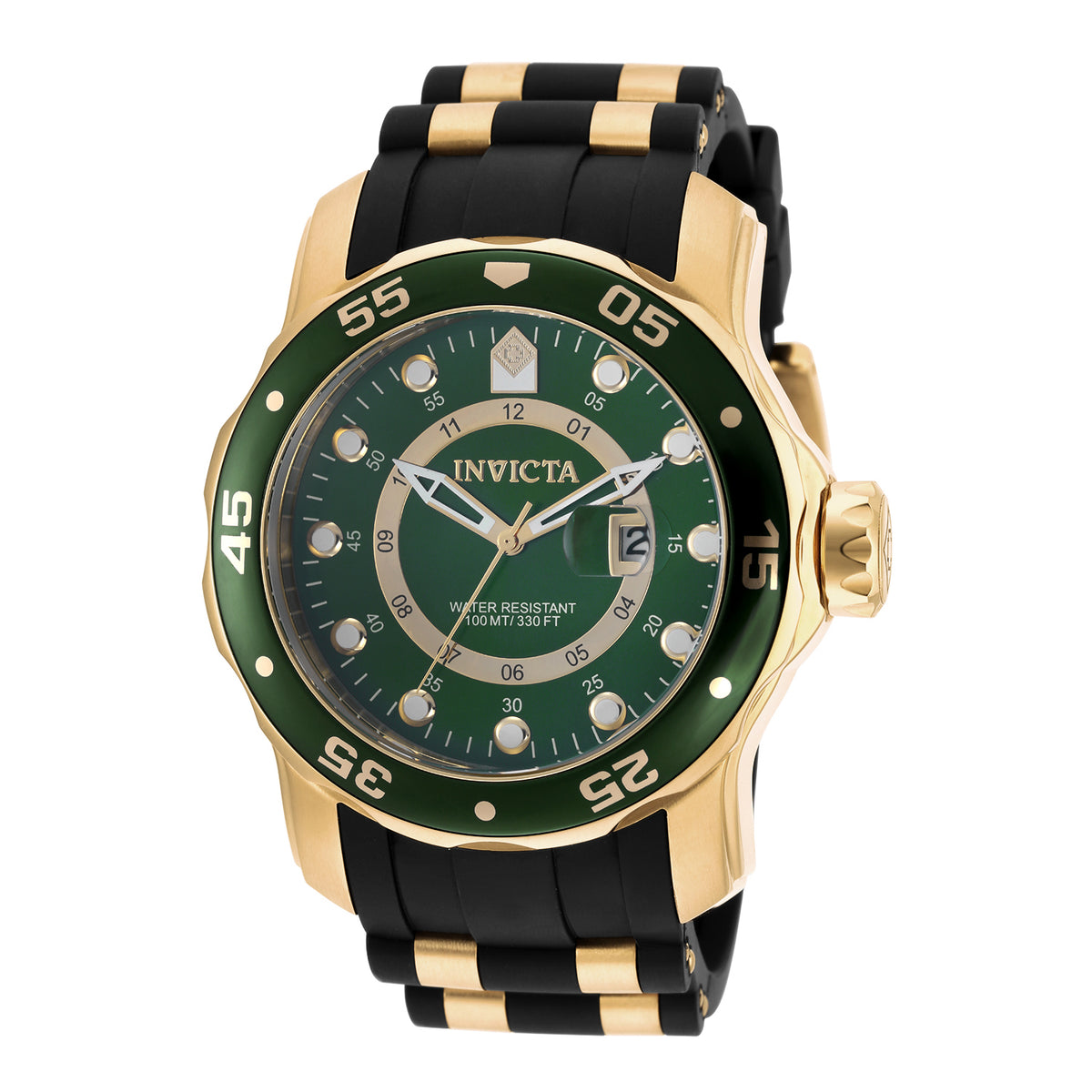 Invicta Men's 48mm Pro Diver Scuba Quartz Inner Hour Goldtone Silicone Strap Watch