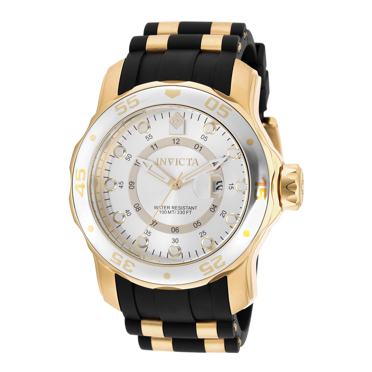 Invicta Men's 48mm Pro Diver Scuba Quartz Inner Hour Goldtone Silicone Strap Watch