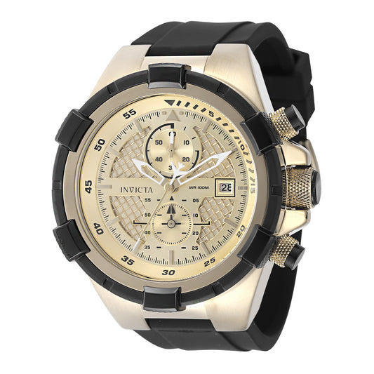 Invicta Men's 50mm Aviator Quartz Chronograph Goldtone Silicone Strap Watch