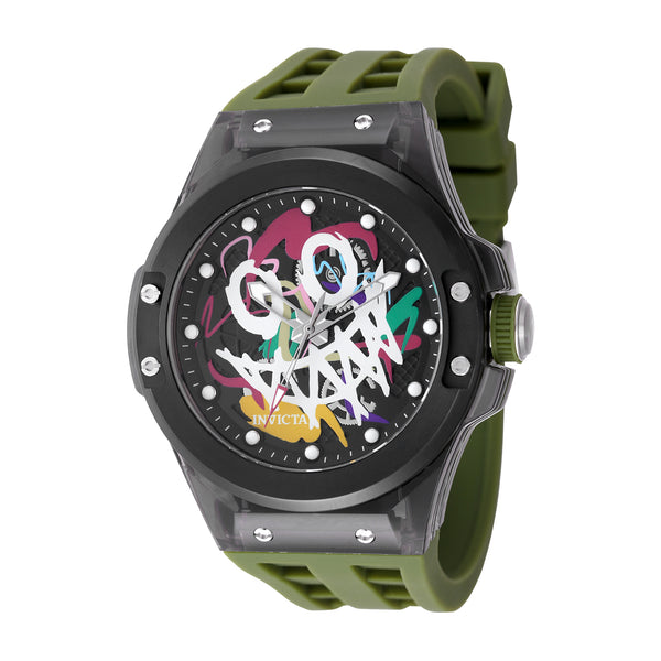 Invicta Men's 45mm Sea Base Rogue Quartz Graffiti Dial Transparent