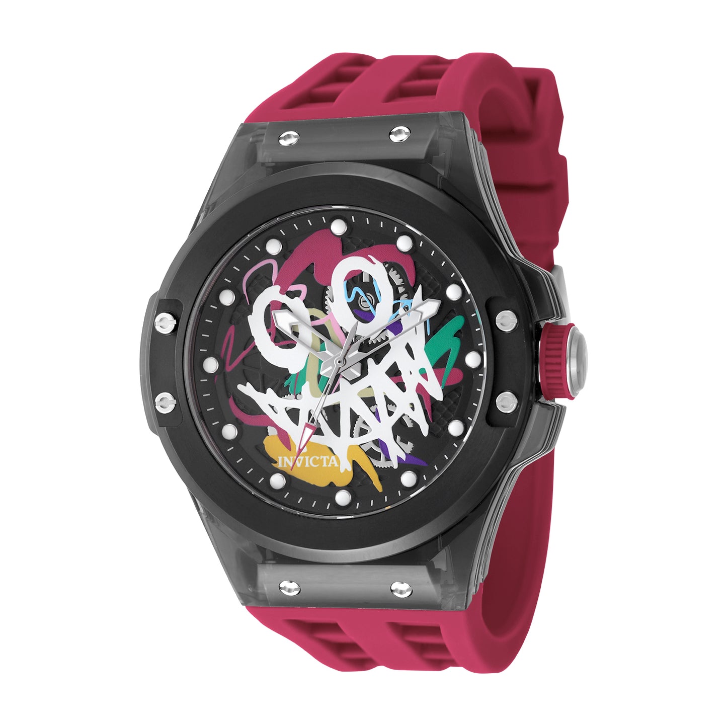 Invicta Men's 45mm Sea Base Rogue Quartz Graffiti Dial Transparent Case Strap Watch