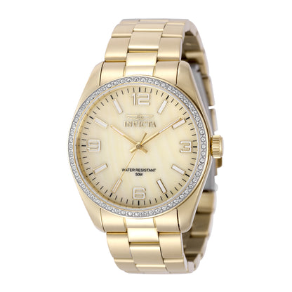 Invicta Women's 38mm Specialty Quartz MOP Dial Crystal Goldtone Bracelet Watch