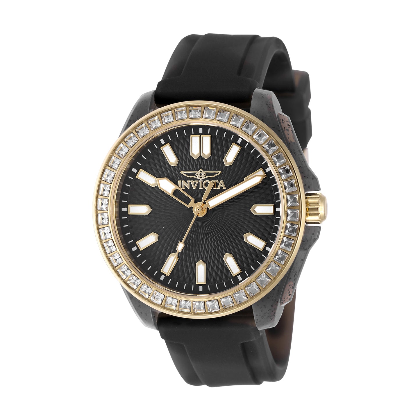 Invicta Women's 37mm Celestial Quartz Crystal Bezel Silicone Strap Watch