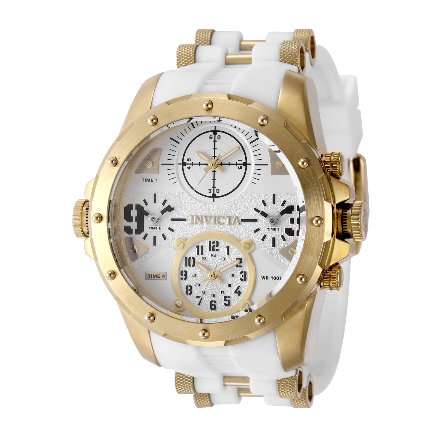INVICTA 腕時計 本体 ゴールド ホワイト ケース付き Invicta Men's 50mm Coalition Forces Quartz Multi-Time Whiteout