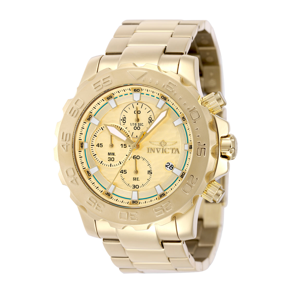 Invicta Men's 47mm Pro Diver Quartz Multifunction Goldtone Monochromatic Bracelet Watch