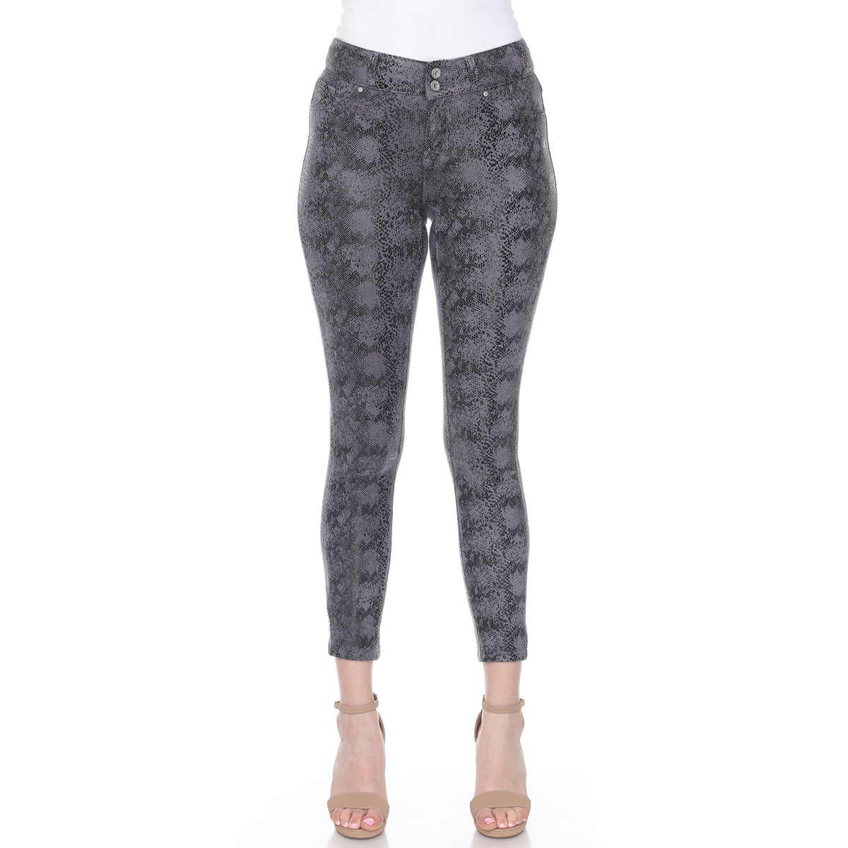 White Mark Women's Faux Suede Snake Print Pants