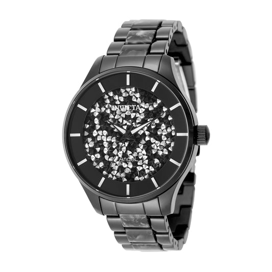 Invicta Women's 40mm Angel Quartz Sparkle Dial Blackout Bracelet Watch