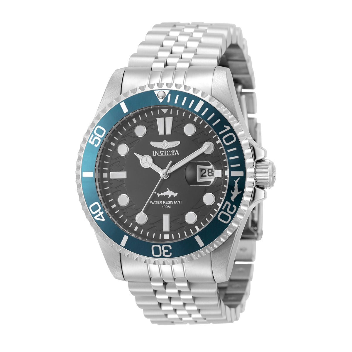 Invicta Men's 43mm Pro Diver Quartz Date Wave Dial Jubilee Bracelet Watch