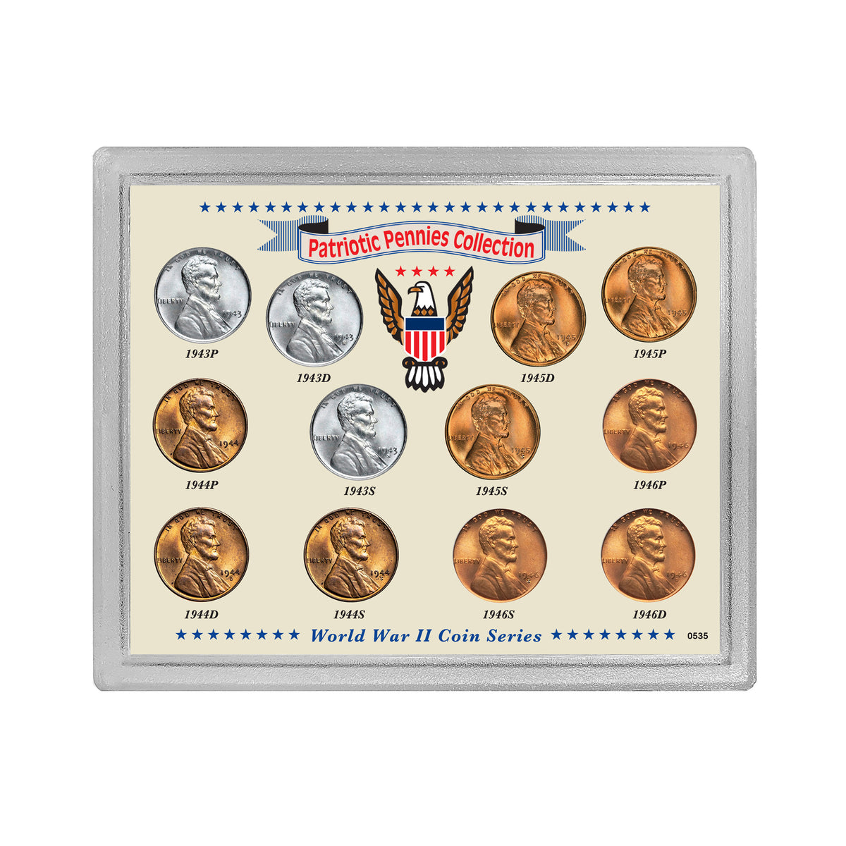 U.S. Pennies Collection with Sealed Display Case