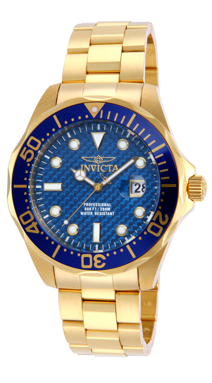 Invicta Men's 47mm Pro Diver Quartz Date Carbon Fiber Dial Bracelet Watch