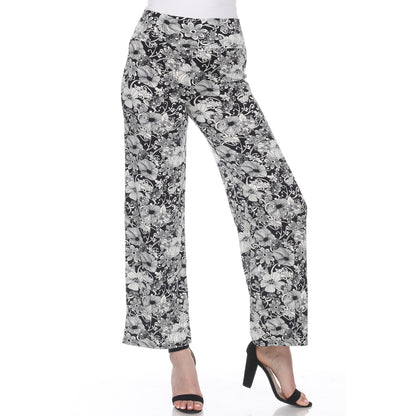 White Mark Women's Floral Paisley Print Palazzo Pants