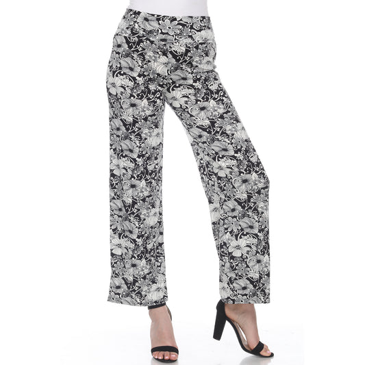 White Mark Women's Floral Paisley Print Palazzo Pants
